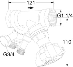 TA TA STAD Einregulierungsventil 5/4" mit Entleeradapter, 52851632 – 52 851-632