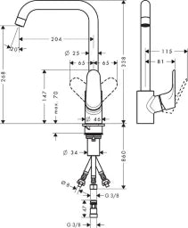 HANSGROHE HG Focus Spültischmischer Schwenkauslauf chrom Niederdruck – 31822000