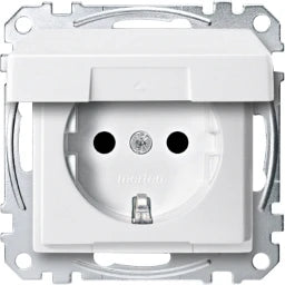 MERTEN SCHUKO-Steckdose mit Klappdeckel, BRS, S teckklemmen, polarweiß, System M – MEG2310-0419