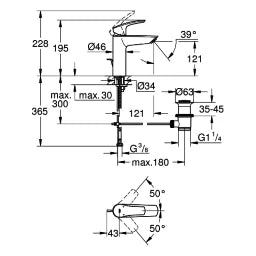 GROHE Grohe EH-WT-Batterie Eurosmart 23322_3 M-Size Zugstangen-Ablaufgarnitur chrom – 23 322 003