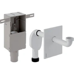 GEBERIT GE UP Siphon fuer Waschbecken Abgang horizontal, Abdeckplatte, weiss – 151.120.11.1