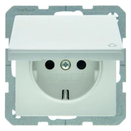 BERKER Steckdose SCHUKO mit Klappdeckel Q.1/Q.3 /Q.7 polarweiß samt – 47516069
