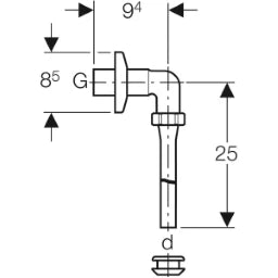 GEBERIT GE Anschlussgarnitur verchromt Spuelrohr fuer Urinale, 1 Zoll x 19 mm – 119.688.21.1