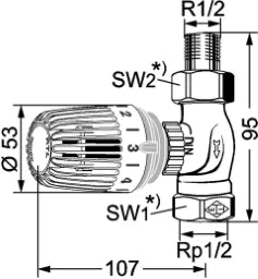 HEIMEIER Heimeier Rücklauftemperaturbegrenzer 1/2" Durchgangsform – 9174-02.800