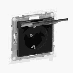 LEGRAND SEANO Schuko-Steckdose, SL, erhöhter Ber ührungsschutz, Klappdeckel IP44, SW – 765324