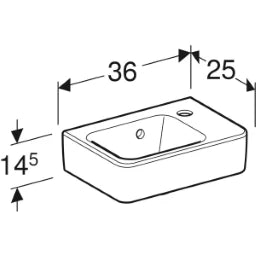 GEBERIT SANITAER Geberit Renova Plan HWB 36x25cm mit Hahnloch, mit Überlauf – 500.382.01.1