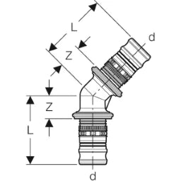GEBERIT GE Mepla Winkel Messing 45 Gr. d26mm – 613.245.00.5