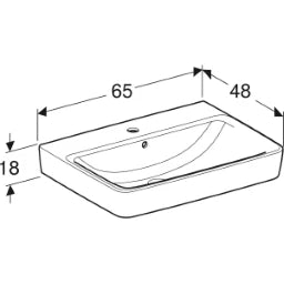 GEBERIT SANITAER Geberit Renova Plan WT 65x48cm weiß mit Hahnloch, mit Überlauf – 501.640.00.1