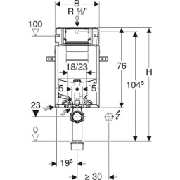 GEBERIT GE Kombifix Montageelement fuer WC Betaetigung von vorne, Geruchsabsaugung – 110.367.00.5
