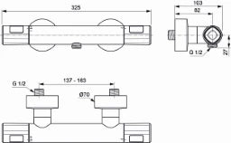 IDEAL-STANDARD Id.St. Ceratherm100 Brausethermostat Ausld. 78mm, chrom – A7229AA