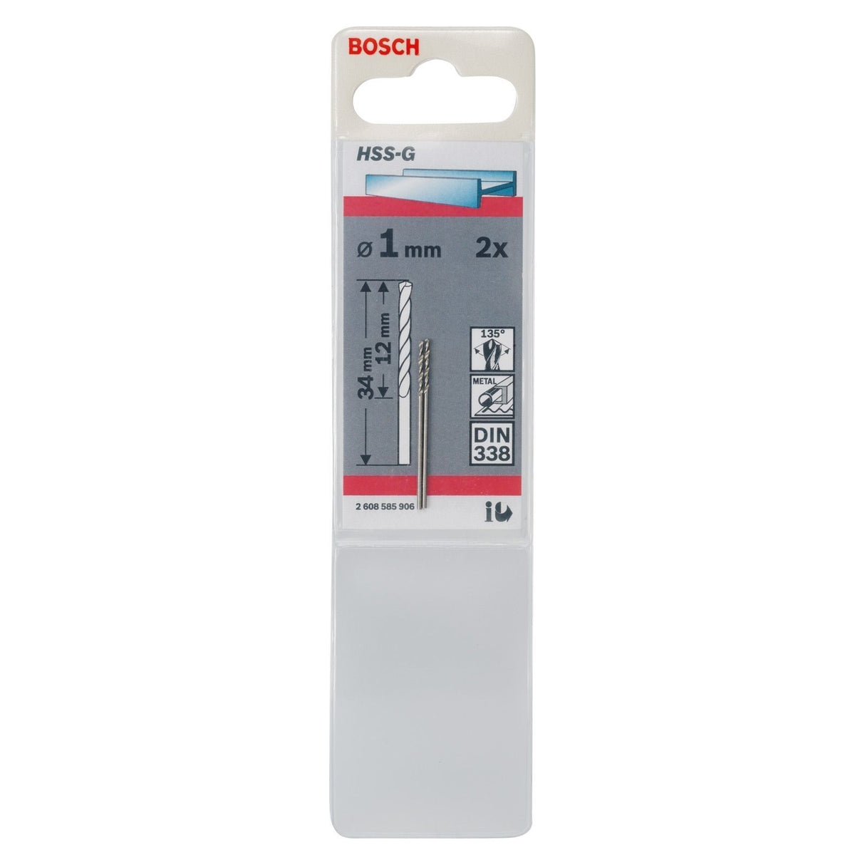 Bosch Metallbohrer HSS-G 1x12x34mm 2er-Pack