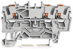 WAGO 3-Leiter-Durchgangsklemme mit Drücker 2,5 mm², grau – 2202-1301