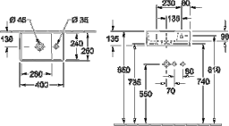 VILLEROY&BOCH V&B Handwaschbecken Memento 2.0 40x26cm Rechteck 1HL. ohne Überlauf Weiß Alpin – 43234001