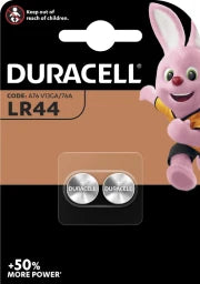 DURACELL Alkali Knopfbatterie 1.5V LR44, V13GA, 2er Blister – 504424