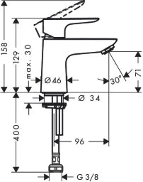 HANSGROHE HG Talis E Standventil ohne Ablaufgarnitur, chrom – 71706000
