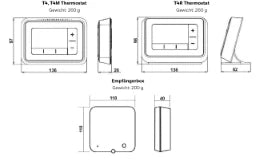 RESIDEO Resideo Raumthermostat T4 verdrahtet mit Umschaltkontakt, weiß – T4H110A1023