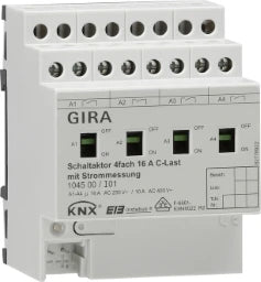 GIRA Schaltaktor 4f 16 A Hand + Strom C-Last KNX REG – 104500