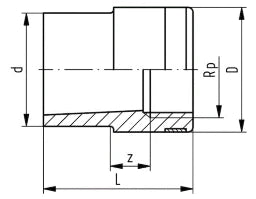 FISCHER GEORG GF Reduktionsnippel PP-H d 25x1/2" IG – 727910437