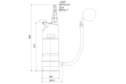 GRUNDFOS Grundfos Unterwasser-Druckerhöhungspumpe SBA 3-45 AW, 230V 50Hz, 15m, Schuko – 92713101