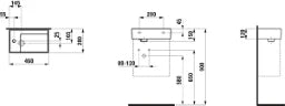 LAUFEN Laufen Kartell HWB 1 HL o.ÜL Armb.links 46x28cm weiß – H8153350001111