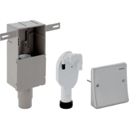 GEBERIT GE UP Siphon fuer Geraete mit UP-Kasten 2 Anschluesse, Abdeckplatte Edelstahl – 152.233.00.1