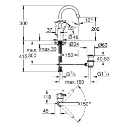 GROHE Grohe EH-Waschtischbatterie Concetto 32629 L-Size Bogenauslauf chrom – 32 629 002