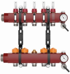 VOGEL&NOOT FLOORTEC Verteiler 12Heizkreise 0-300l/h Anschluss 3/4" Eurokonus 703mm – BVMSPO1250022A0