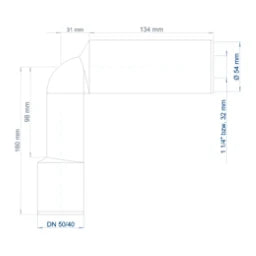 POLOPLAST PO Siphonbogen lang POLO-KAL DN 40-50/32 (1 1/4") – 02250