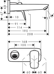 HANSGROHE HG Logis 2-Loch-Waschtischarmatur UP, chrom – 71220000