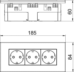 OBO Steckdoseneinheit Modul 45, 3fach 84x185 x59mm Polycarbonat reinweiß RAL 9010 – 6119414
