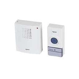 LEGRAND Funk Gong Set ECO mit Gong und Klingelta ster mit 12 Melodien Farbe: Ultraweiß – 094250