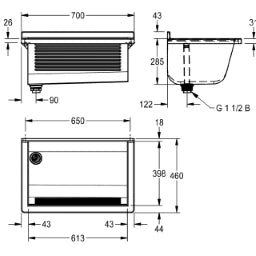 KWC AUSTRIA KWC Sirius Waschtrog 700x328x460mm Wandmont., CNS, seidenm., o Überlauf – 2030045749