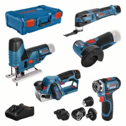 BOSCH POWER TOOLS Combo Kit 5er-12V-Werkzeug-Set: GSR (FC) + GOP+GHO+GWS+GST+GBA+GAL+XL-BOXX – 0 615 A00 17D