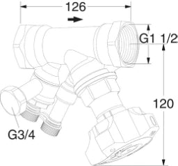 TA TA STAD Einregulierungsventil 6/4" mit Entleeradapter, 52851640 – 52 851-640