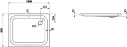 LAUFEN Laufen Platina Duschwanne Stahl 21504.1 o.Antislip 1000x800x65 weiß – H2150410000401