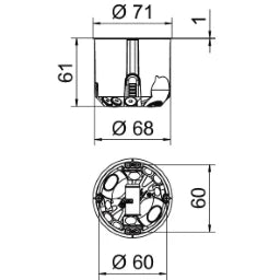 OBO Hohlwanddose luftdicht für Brandschutzwä nde Ø68mm, H61mm Polypropylen / Thermopl – 7204324