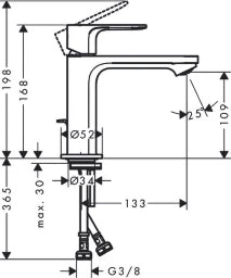 HANSGROHE HG Einhebel-Waschtischmischer Rebris S 110 CoolStart m.Metall Zugstange chrom – 72527000