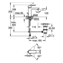 GROHE Grohe Cubeo EH-Waschtischbatterie M-Size Zugstangen-Ablaufgarnitur chrom – 101749 000 0