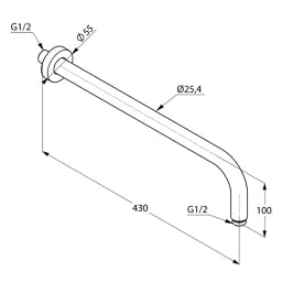 KLUDI Kludi A-QA Wand-Brausearm 400 mm brushed gold – 66514N0-00