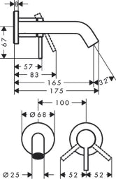 HANSGROHE HG Tecturis S WTM 2-Loch Unterputz F-Set 165 mm Auslauf chrom – 73350000
