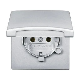 BUSCH-JAEGER Steckdose mit Klappdeckel Allwetter IP44 alusilber – 2CKA002064A0288