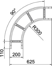 OBO Bogen 90° für Kabelleiter 60x200 Stahl b andverzinkt – 6225042