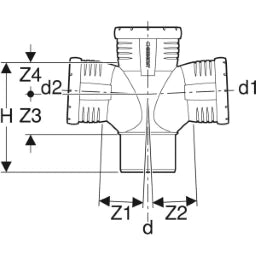 GEBERIT GE Silent-Pro Bogenabzweiger zweifach 87,5 Gr. d110/110/110mm – 393.566.14.1