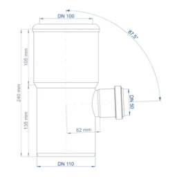 POLOPLAST PO WC Anschlussabzweig POLO-KAL DN 110/50/87Grad – 02373