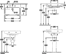VILLEROY&BOCH V&B O.novo Waschbecken 650x460mm Eckig weiß alpin – 4A416501