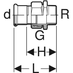 GEBERIT GE Mapress Therm Uebergangsverschraubung d54mm x R2, NPW – 45440
