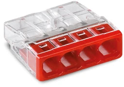 WAGO COMPACT Verbindungsdosenklemme 4-polig max. 2,5 mm², transparent/rot – 2273-204