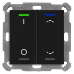 MDT KNX Taster Light 55 2-fach, RGBW, Temper atursensor, Schwarz matt, Sch._Jal. – BE-TAL55T206.D1