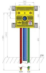 MHS mhs-Waschtisch 240 Auslass 153mm Unibox Rohr:Rehau Rautitan – 20341RA5PO0000