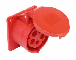 PC ELECTRIC CEE Anbausteckdose gerade 16A 5p 6h IP44/54, Flansch 75x75 - Loch 60x60 – 315-6F7